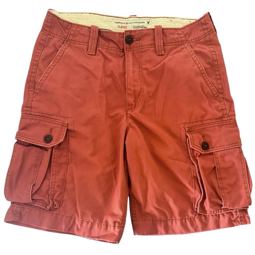 Vintage American Eagle Outfitters Men's Cargo Shorts - Brick Red